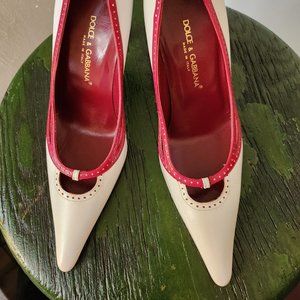 Dolce & Gabbana white and red heels